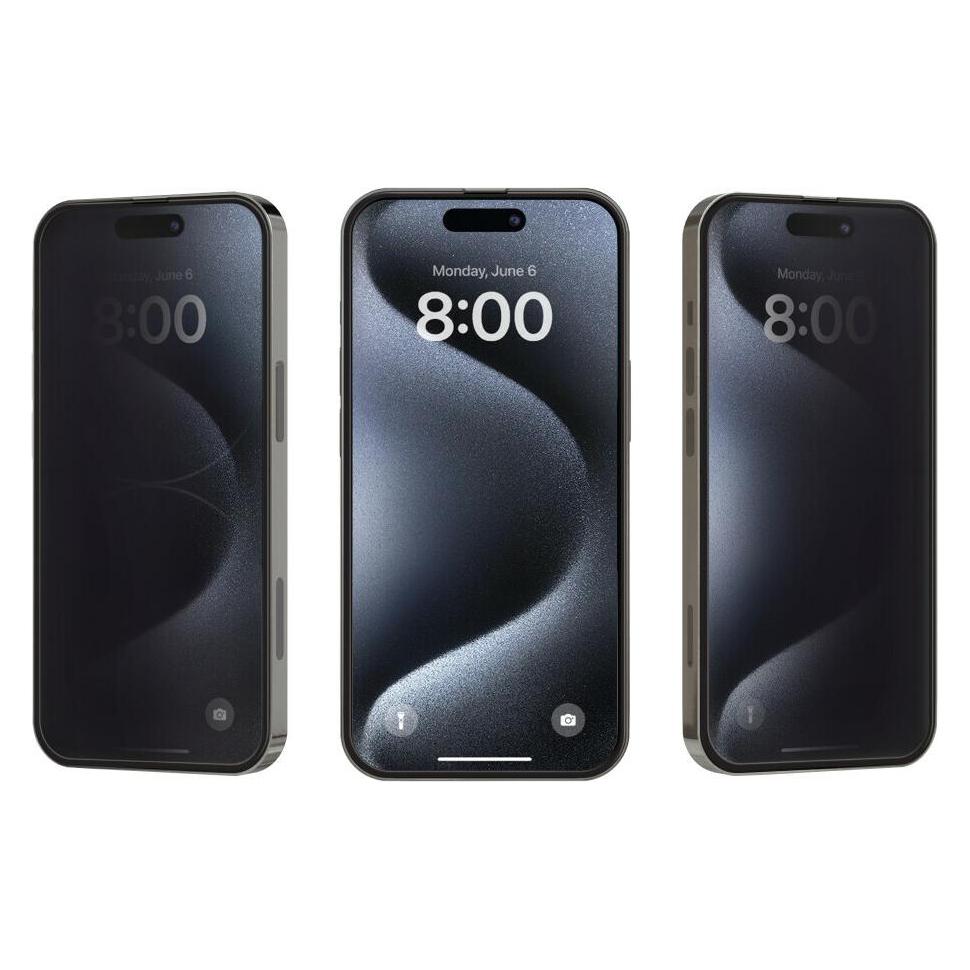 prio Panzerfolie Blickschutzglas für iPhone 16 Plus 15 Plus schwarz (Apple iPhone 15 Plus, Apple iPhone 16 Plus) (PSG-1657)