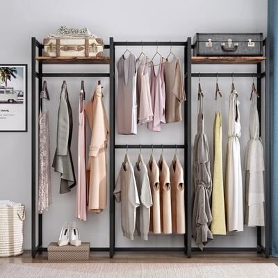 Bluebell "Garment Rack Heavy Duty Clothes Rack Free Standing Closet Organizer with Shelves and 4 hanging Rods - 18"" wide"