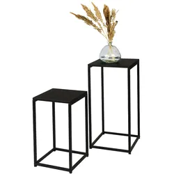 WDMT 2er-Set Beistelltische - Minimalistisches Metalldesign - Schwarz