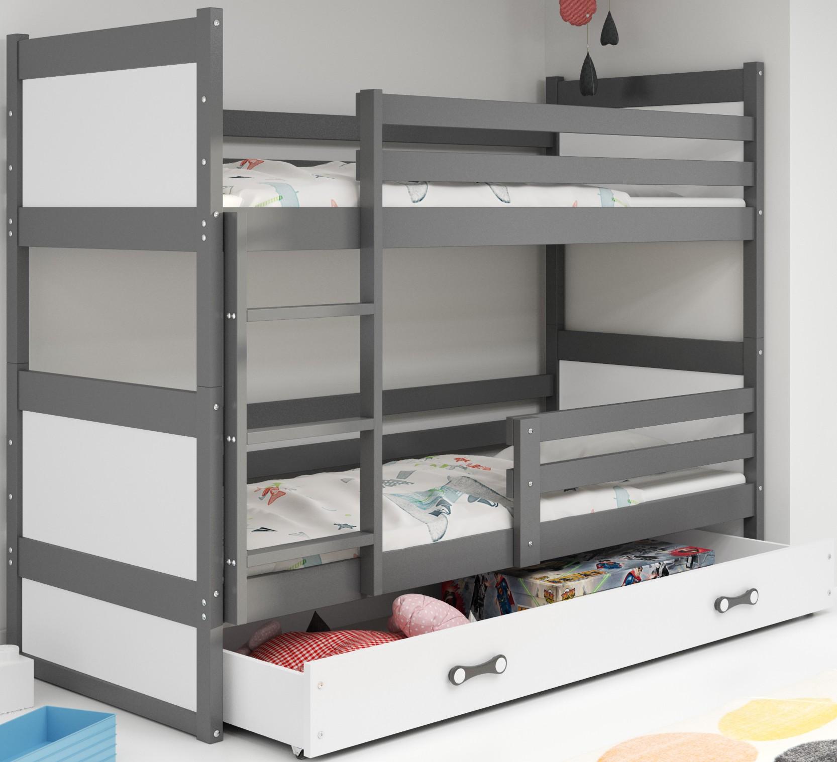 Interbeds Etagenbett 190x90cm Hochbett Stockbett Holzbett Kiefernholz Kinderbett Jugenbett mit Lattenrost und Rausfallschutz