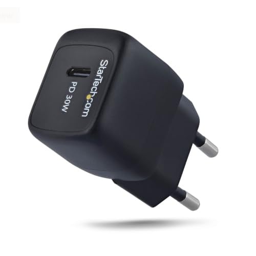 StarTech 30W USB-C Wandlader, Draagbare GaN Lader met USB Power Delivery Fast Charging, Zwart