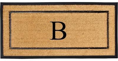 A1 Home Collections Natural Coir & Rubber Large Monogrammed Door Mat