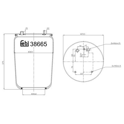 FEBI BILSTEIN Federbalg, Luftfederung Hinterachse rechts 38665 für DAF