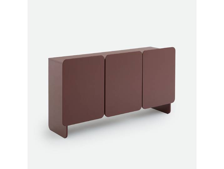 LA REDOUTE Buffet laqué mat, 3 portes, CESCO Rouge Bordeaux