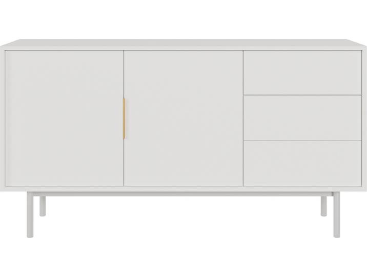 Commode : trois tiroirs\, deux portes\, blanche