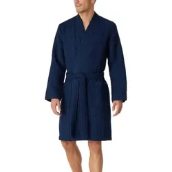 Schiesser Waffle Bathrobe Dunkelblau Baumwolle Medium Herren