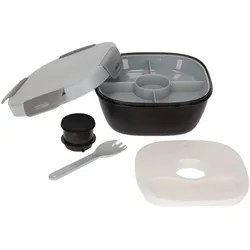 Norländer NORLÄNDER Lunchbox Grau Zion mit Kühlelement, Trennwand, Snackfach & Besteck für Büro & Schule