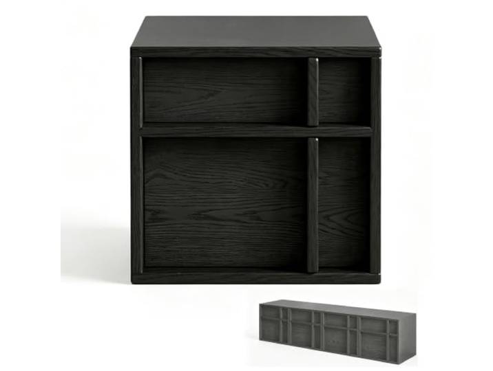 WANGCEPLSD Tv Lowboard Modulares Design, Tv Schrank Holz, Tragkraft 30kg Selbstbau Stapelmöbel, Fernsehtisch, Zwei Schubladen, Platzsparend, fürs Wohnzimmer(Black)