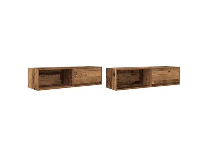 Kaorsrow 2er Set TV Wandboard Altholz-Optik 100x31x25,5 cm Holzwerkstoff Wandmontierte Lowboards schaffen wertvollen Bodenplatz im Wohnzimmer und bieten flexiblen Stauraum für Mediengeräte.