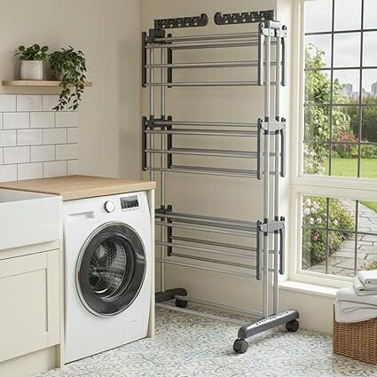 Symple Stuff Iron Foldable Standard Drying Rack 170cm H X 75cm W X 64cm D