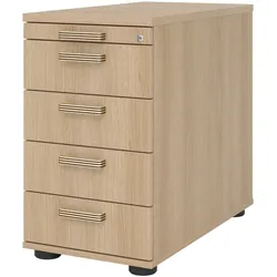 bümö Schreibtisch Schrank abschließbar, Schubladenschrank Holz in Eiche, Container mit Schubladen - Schubladen Schrank Büro, Schreibtisch Container
