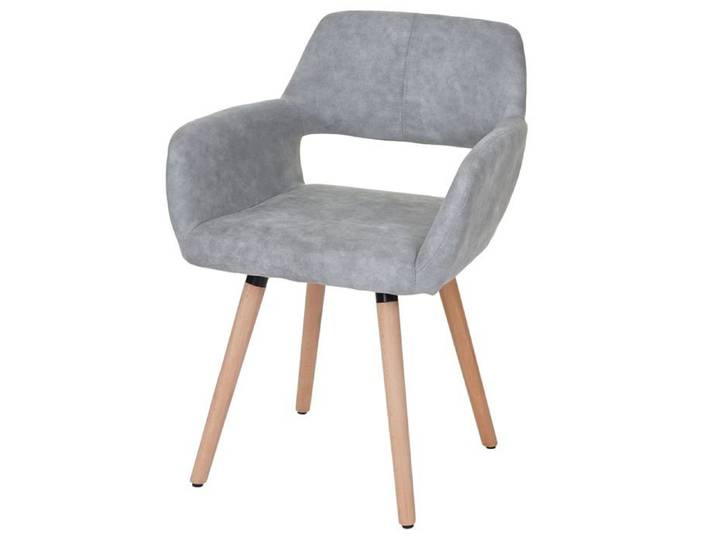 Chaise de salle a manger bureau visiteur sans roulette design retro en tissu gris pied en bois clair 04_0002154