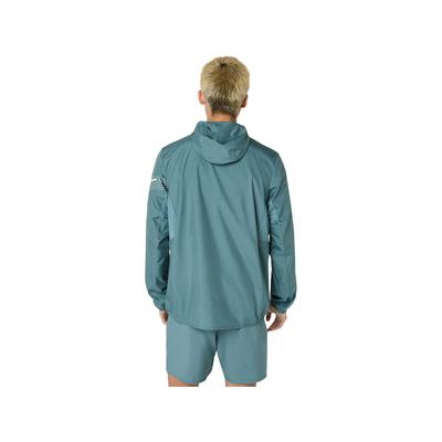 Laufjacke ASICS "ICON JACKET", Herren, Gr. XXL, grün (foggy teal), Obermaterial: 100% Polyester, Jacken, Wasserabweisend, Atmungsaktiv, Reflektierend