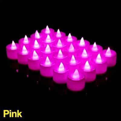 Inspired Living Heart Shaped Flameless LED Candles Battery Operated LED Tea Lights For Weddings, Parties & Romantic Decor pink 48pcs