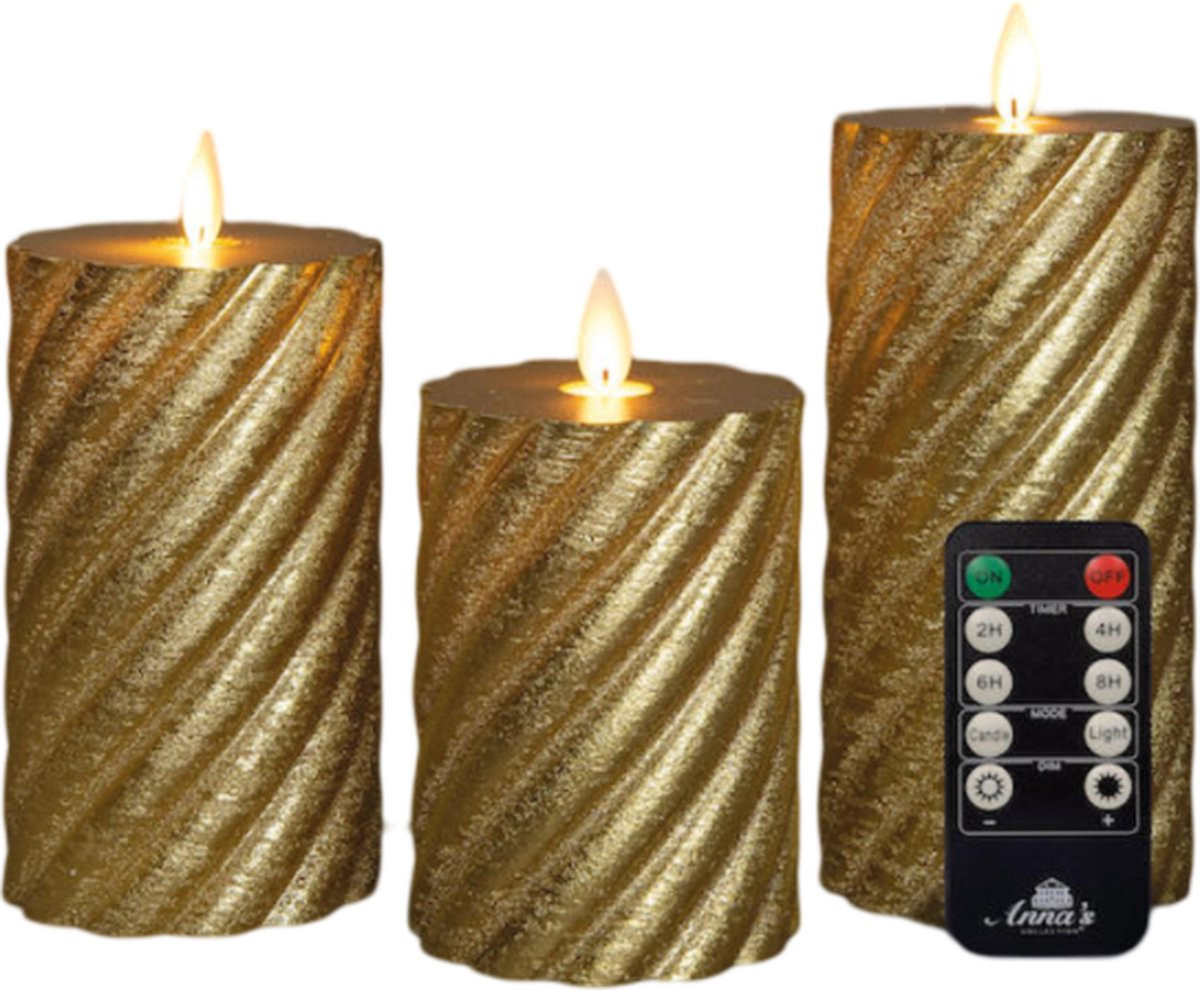 Anna's Collection Stompkaars Swirl Wax met LED bewegende vlam