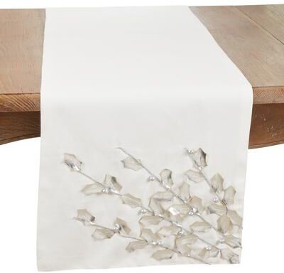 Saro Lifestyle Festive Poinsettia Branch Table Runner