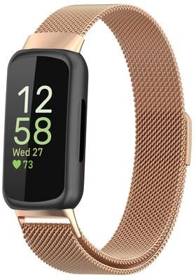 Everyday Crate Fitbit Inspire 3 Milanese Watch Band Magnetic Metal Watch Strap rose Gold