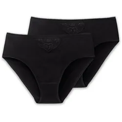 SCHIESSER Damen Tai-Slips, 2er Pack - "Cotton Essentials", Tai Pants, Baumwolle Schwarz / M