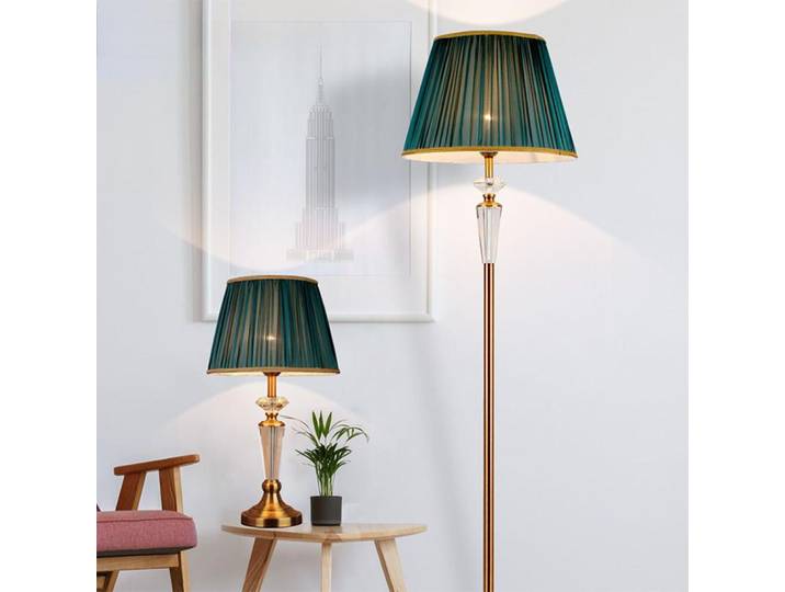 Lampe de sol vintage de style américain, lampe de table rétro européenne avec cristaux, idéale pour la chambre à coucher, le salon, les canapés, les hôtels et les bureaux.