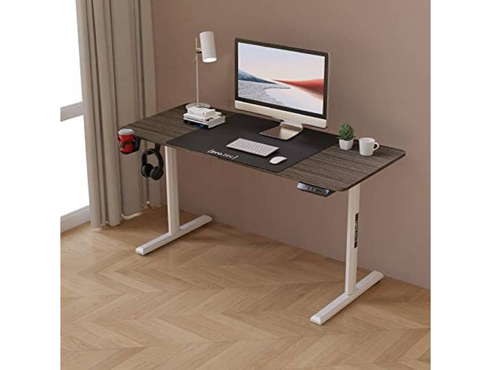 pro.tec Höhenverstellbarer Tisch Hayward Schreibtisch elektrisch Gamingtisch Computertisch Height Adjustable Desk Dunkler Holzton 140 x 60 cm