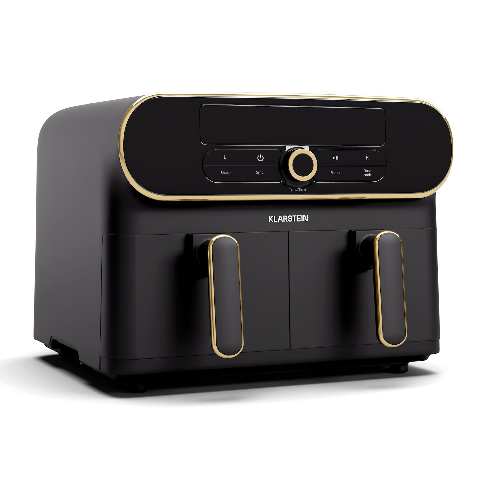 AuraAir Color Touch Heißluftfriteuse 2 Fächer 10 l 1700 W 80 - 200 °C 8 Programme Schwarz/Antik-Gold-Metallic