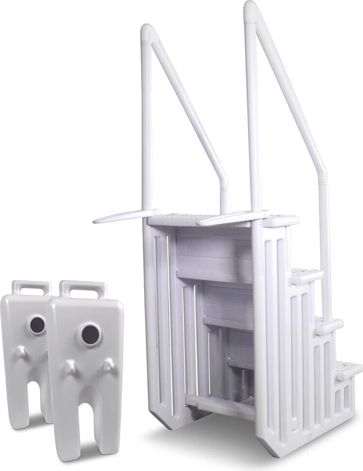 Schwimmbadleiter Treppe, Kunststoff 4-stufig + Gewichte
