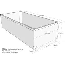 Badewannenträger passend für Galatea BH 190 Duo 190 × 90 × 45 cm