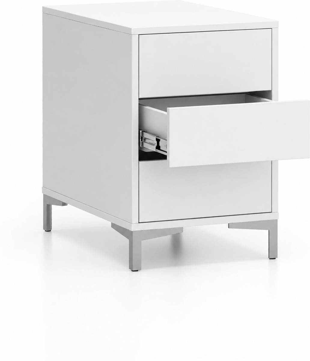 B2B Partner Schreibtisch-Unterschrank, Büro-Kommode LAYERS, 3 Schubladen, versammelt, 400 x 400 x 630 mm, weiß