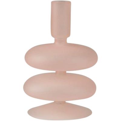 Kerzenständer AM DESIGN "aus roséfarbenem Glas", rosa (rosé), B:10cm H:16cm, Glas, Kerzenhalter, stilvolle Ergänzung für romantische Dekorationen