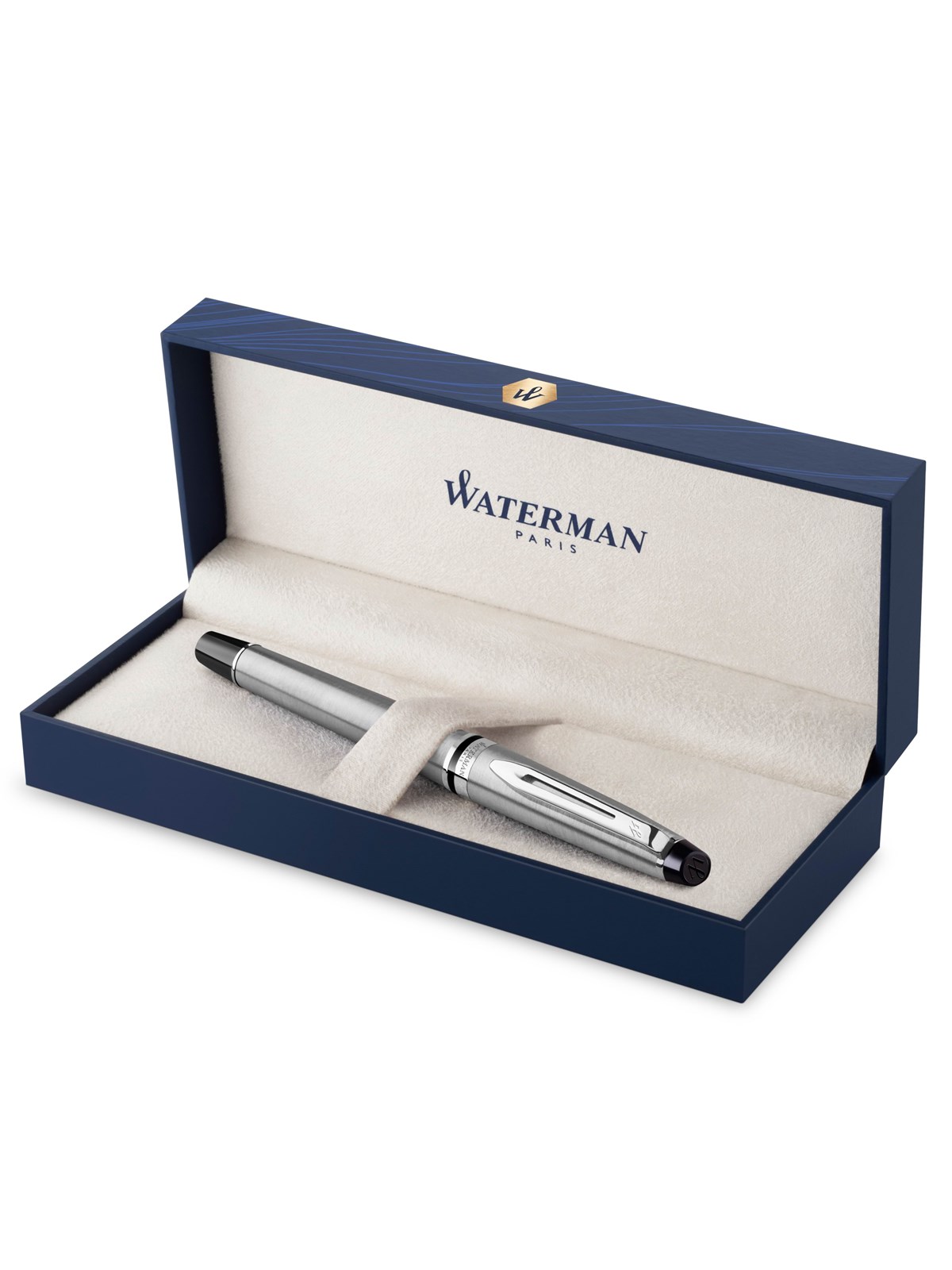 Waterman Expert Füller | Edelstahl mit Chromzierteile | Füllfederhalter mit mittlerer Feder | Geschenkbox