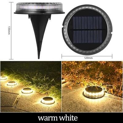 Uplift Picks Solar Ground Disk Lights Brighten Gardens Pathways Lawns Patios Every Night warm Light (17 Led) 4 Pcs