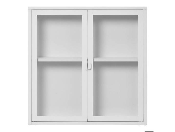 Vitrine murale Brisbane avec 2 portes en verre acier blanc 80×18×80 cm - Réf. VK8681847495482
