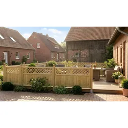 Sichtschutzzaun Stuttgart Diagonal 180 x 90 cm – Garten Sichtschutz mit Rankgitter aus Fichte, grün - idealer Holz Sichtschutz für den Garten