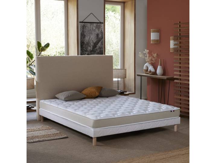 Matelas mousse accueil latex 3 zones + sommier 140x190 blanc