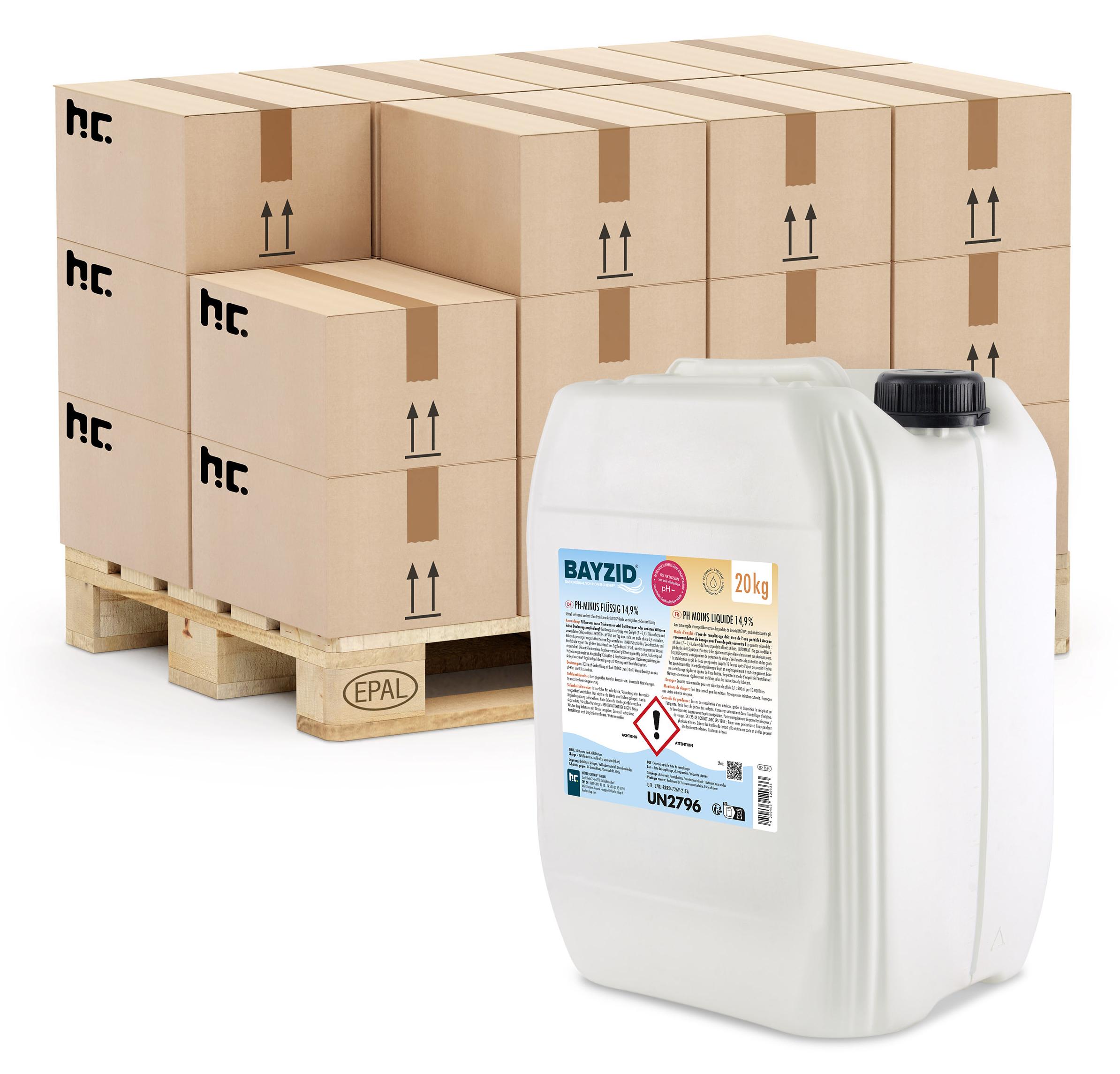 12x20 kg BAYZID pH Minus flüssig ph-Wert Senker 14,9% für optimales Poolwasser
