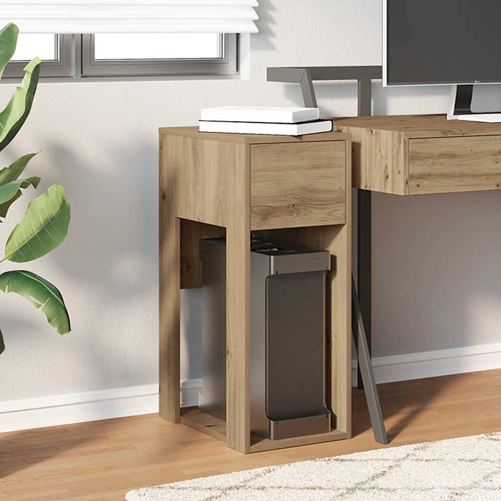 vidaXL Support de tour d'ordinateur tiroir chêne artisanal 30x44x74 cm