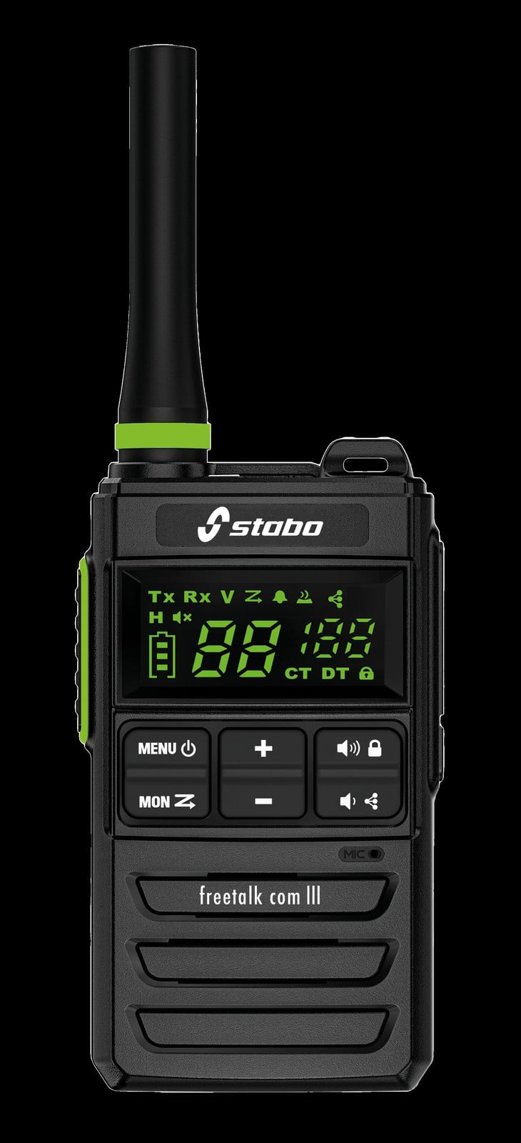 Stabo Freetalk Com III Walkie Talkie voor volwassenen, 16 kanalen, uniseks, B/D/H: 170 x 60 x 30 mm