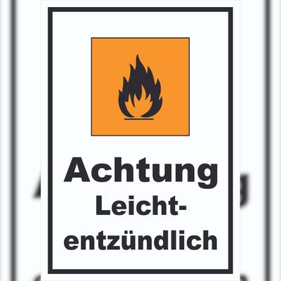 HB-Druck Schild Gefahrensymbol Leichtentzündlich Flamme hochkant A3 Rückseite selbstklebend