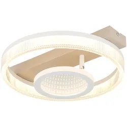 LED Deckenleuchte Ringe sandfarben Designlampe 3D-Effekt Esszimmerleuchte bewegliche Elemente, Metall, 18W 850Lm warmweiß, LxBxH 36x33x10 cm