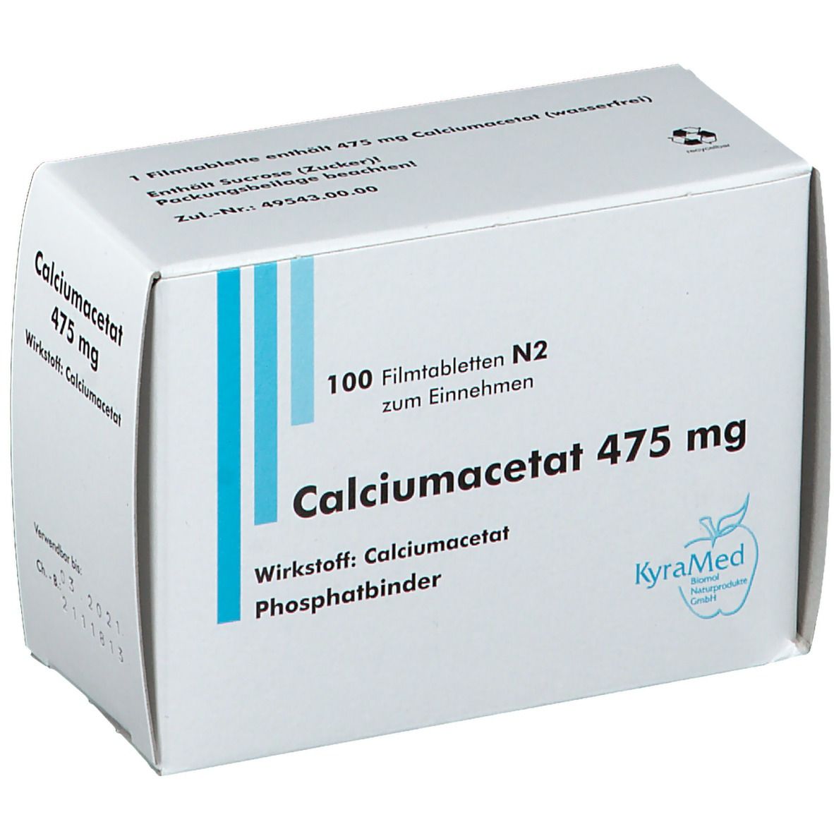 Calciumacetat 475 mg Filmtabletten 100 St