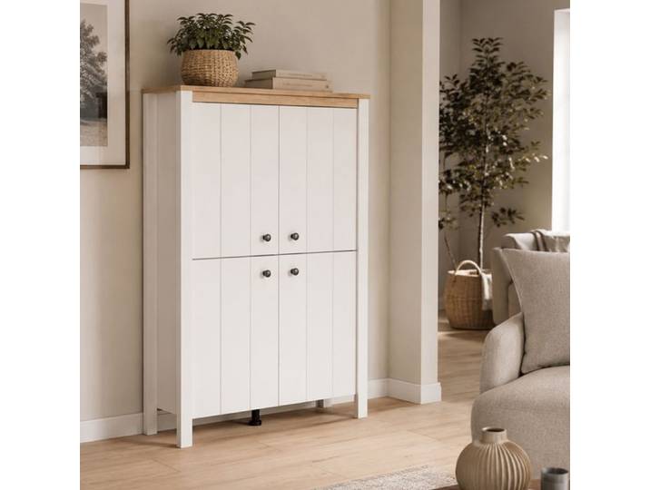 Vitrine Fonz Dmora en Bois Mélaminé Blanc 86x34x131h cm