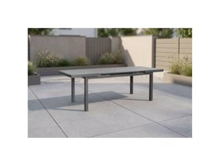 B-Ware: OUTFLEXX Premium Ausziehtisch, graphit, Aluminium/Glas, 180/240x100cm, automatischer Ausziehmechanismus