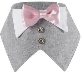 Uplift Essentials Premium Dog Tuxedo Bandana Formal Wedding & Party Bow Tie Collar grey l