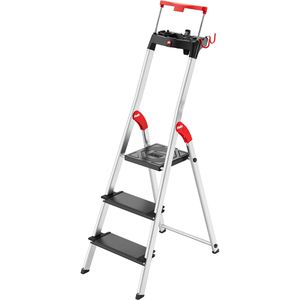 Hailo Stehleiter TopLine L100, 8050-307, mit Plattform, aus Aluminium, bis 150kg, EasyClix, mit 3 Stufen à 13cm Tiefe