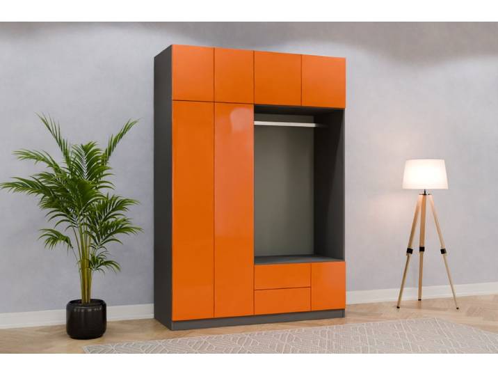 Garderobenschrank nach Maß - RAL 2008 Hellrotorange - 225x155x60cm - Individuell konfigurieren