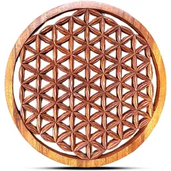 Round Decorative Wooden Flower of Life Panel 40cm