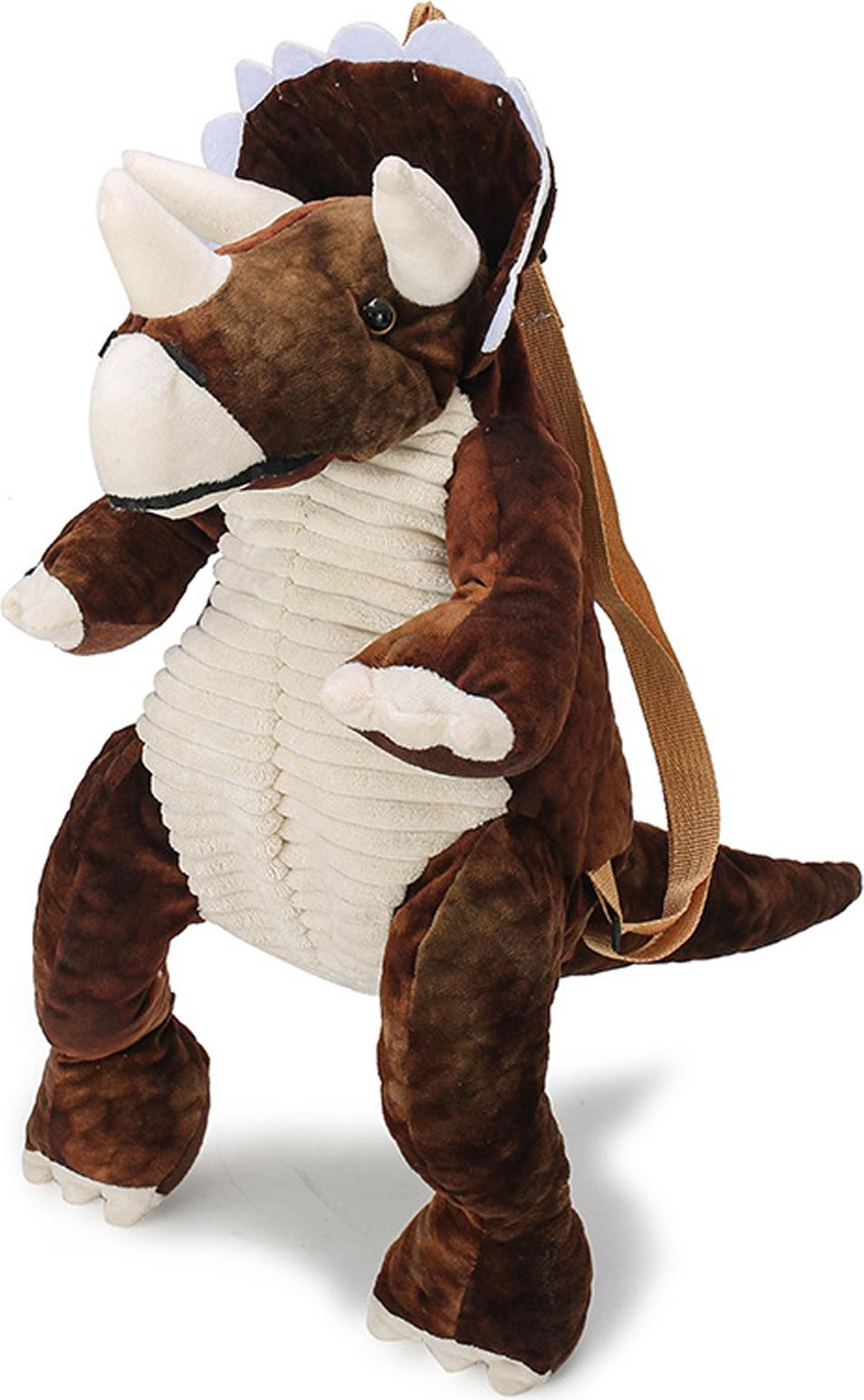 Gistuch Rugzak voor kinderen - Bruin, ontwerp met eenhoorn en dinosaurus in puzzelstijl