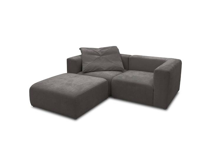 Ecksofa mit Longchair Grau Microfaser Sofina 216cm Longchair beidseitig montierbar Modern