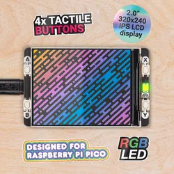 Pimoroni Pico Display Pack 2.0, 320x240 IPS LCD, 4 Tasten, RGB LED, kompatibel mit Pico/Pico W