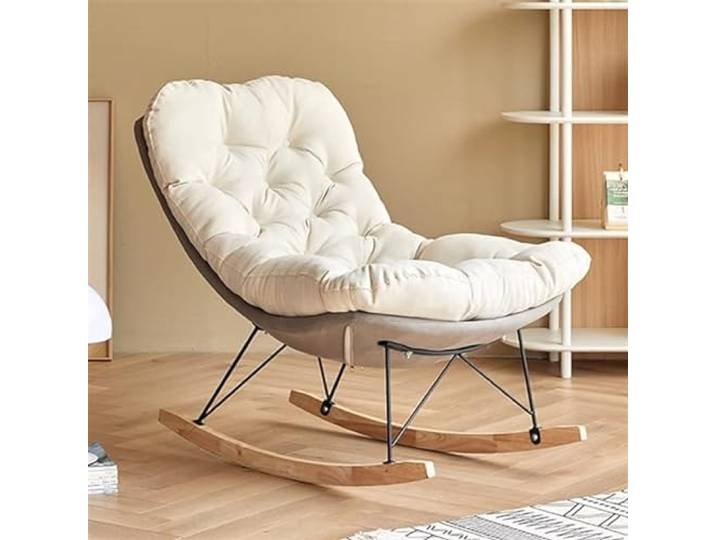 FIXARE Stoff-Schaukelstuhl Mitte Jahrhunderts,Akzent-Schaukelstuhl Wohnzimmer Und Schlafzimmer Relax-Stuhl Mit Stahlbeinen Und Weicher Polsterung,Ergonomisches Design (Color : Grey)